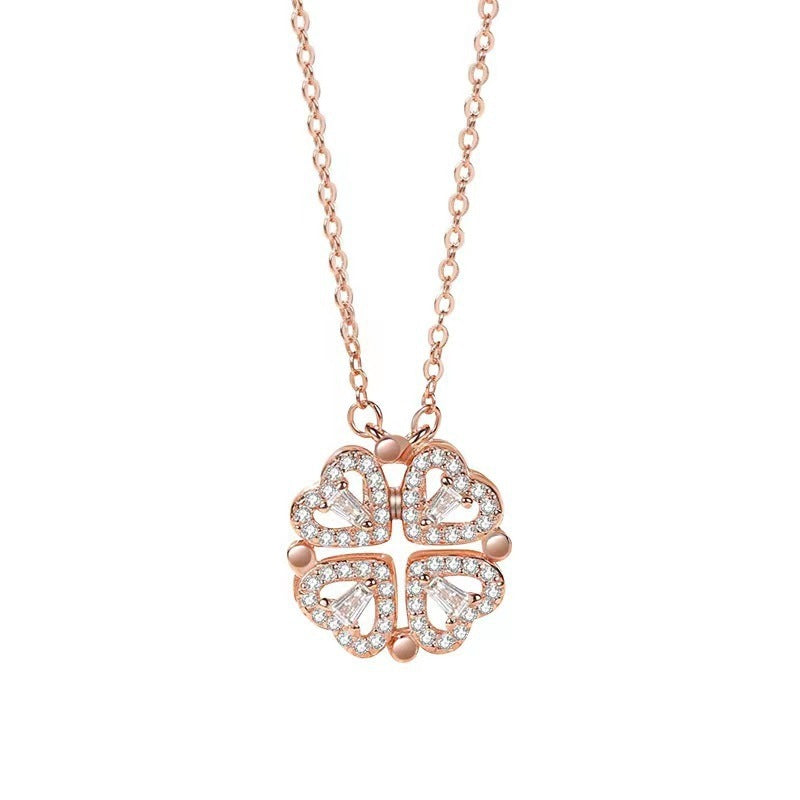 π Lucky Heart Necklace β 2-in-1 Clover & Heart Pendant | Symbol of Love & Good Fortune β¨