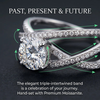 🔥Today Only: 90% OFF! Eternal "Past, Present & Future" 2-Carat Moissanite Ring (Adjustable Fit)