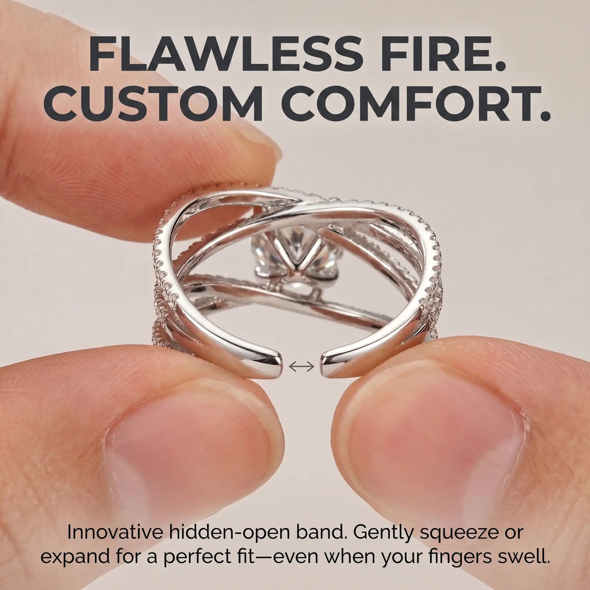 🔥Today Only: 90% OFF! Eternal "Past, Present & Future" 2-Carat Moissanite Ring (Adjustable Fit)