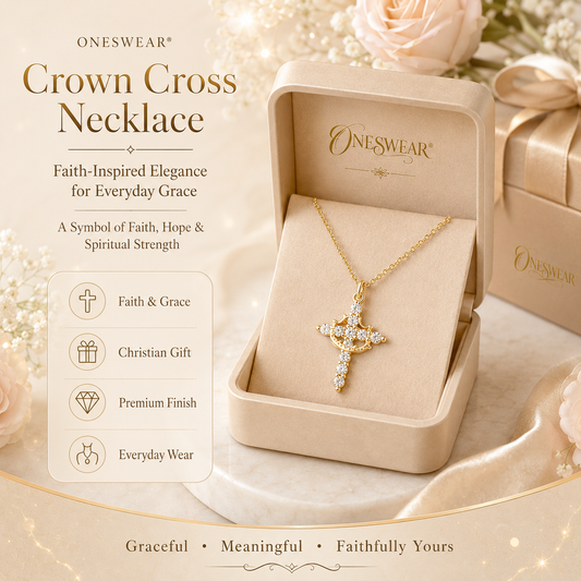 ✨ Crown Cross Necklace – Faith-Inspired Elegance for Everyday Grace ✝️