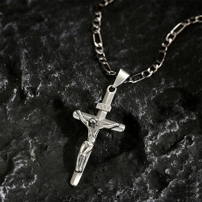 ✝️ Gold Crucifix Necklace | Adjustable Figaro Chain & Timeless Faith Design