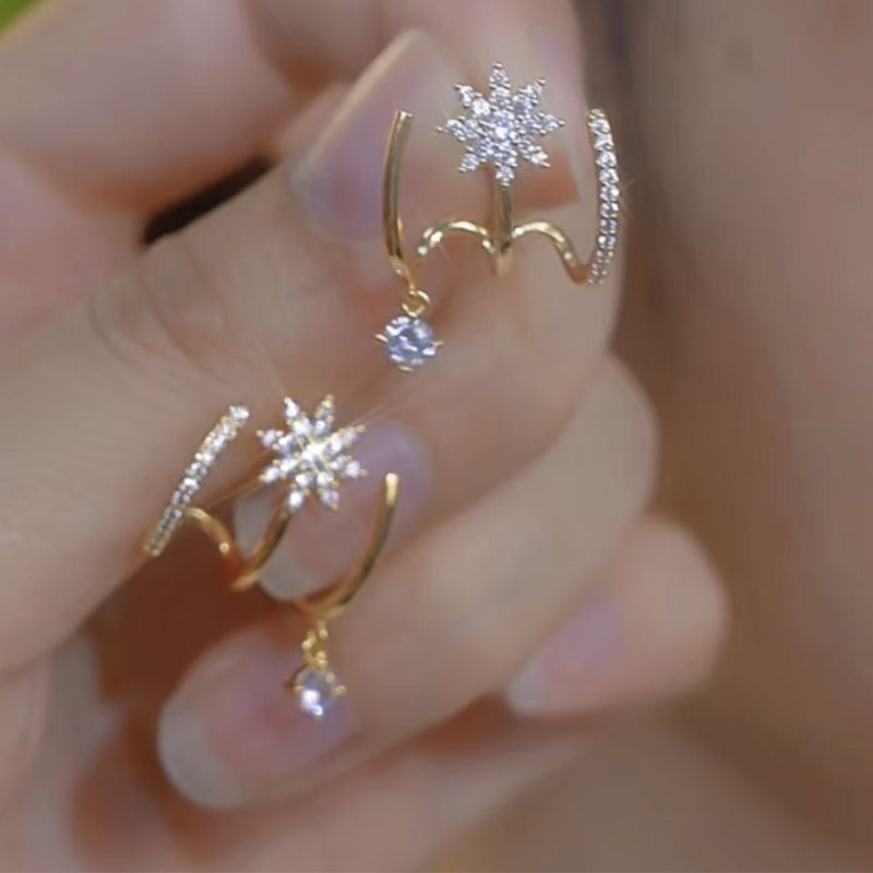 ✨ Sparkling Claw Cuff Earrings | Elegant Dangling Gem Design