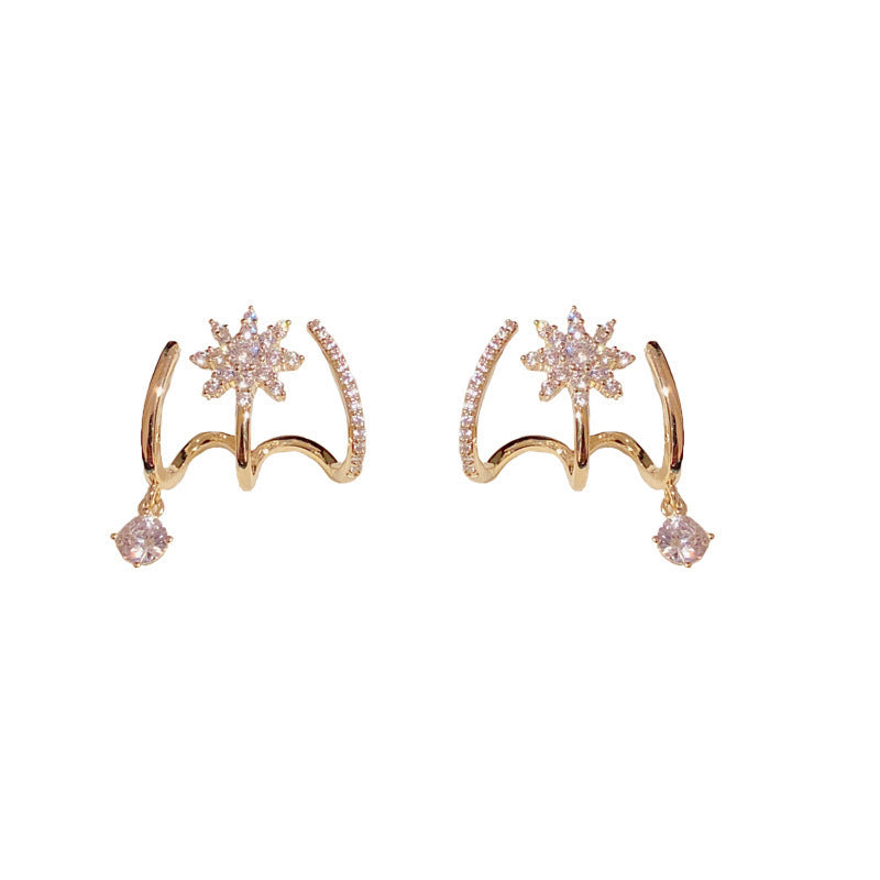 ✨ Sparkling Claw Cuff Earrings | Elegant Dangling Gem Design